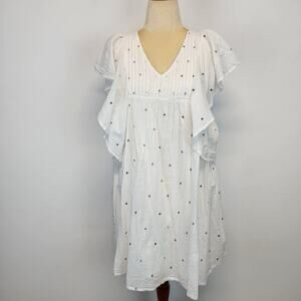 Cost Plus World Market White Dress with Black Dots